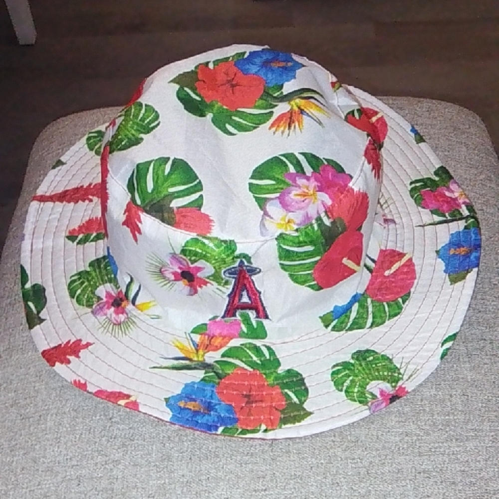 A's Tropical Floral Bucket Hat with A's Embroidered Logo